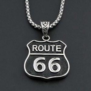 Anhänger Halskette Modetrend Ritter Motorrad Route 66 Anhänger Herren Hip Hop Personalisierte Steinschmuck Anhänger Halskette J240513