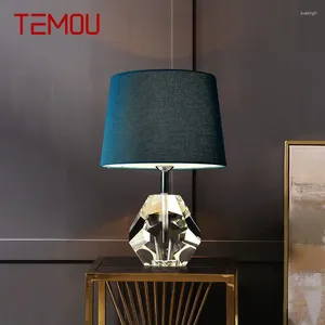 Lâmpadas de mesa TEMOU Lâmpada de escurecimento moderna LED CRISTAL CRISTAL LUZES DE LUZULO DE LUMPO PARA CASA DOME