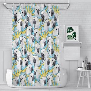 Shower Curtains Cockatoo Blue Bathroom Cute Bird Animal Waterproof Partition Curtain Funny Home Decor Accessories