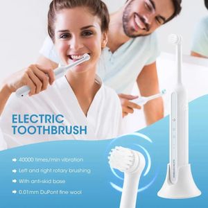 Escova de dentes elétrica portátil esquerda direita com base com 4 cabeças de escova de limpeza dentária recarregável dispositivo oral 240511