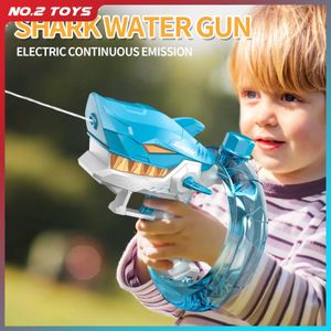 Shark Electric Automatic Water Gun Summer Screthrens Childrens Game de interação entre pais e filhos de grande capacidade Tons de pistolas de água 240514