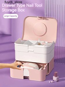 Lagringslådor BINS Nya multifunktionella ergonomi Organisator Nagelgel Polering Lagringslåda för nagelkonsttillbehör Container Professionella nagelverktyg S24513