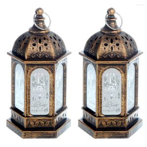 Kerzenhalter 2 PCs Ramadan Lantern Eid -fitr Windlampe Kreative LED Dekorative Innenleichte Desktop