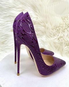2023 Новая модная фиолетовая змея, рисунок высокой каблуки.