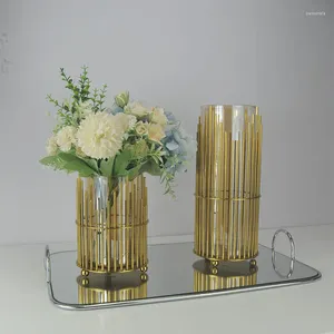 Wazony lekkie luksusowe złote szklane dekoracja wazonu