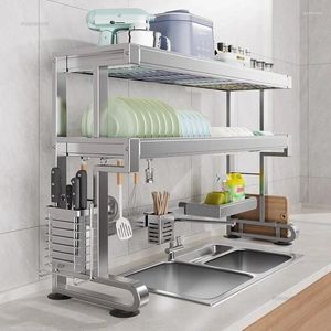 Kitchen Storage Modern Durable Sink Rack 304 Stainless Steel Dish Holder Multi-functional Shelf Drain Organizer Cupboard