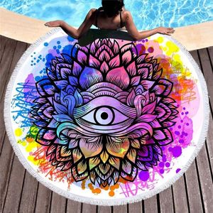 Handtuch Runde Strandtücher Bohemian Bunte geometrische Wandteppiche Mikrofaser Yoga Matte Boho Toalla Decken Duschbad 150 cm