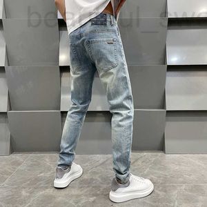 Men's Jeans designer High end jeans, men's loose fitting straight leg pants, spring and summer casual versatile European light blue R8DC