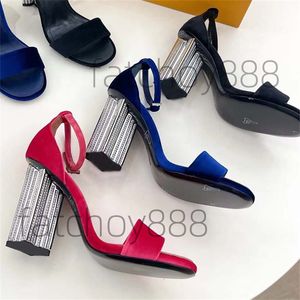Dress Shoes Slingback high heels Sandals Crystal Chandelier sparkling High-heeled sandle Women's Fairy Style Rubber Leather Ankle Strap Women Slippers Sizes 35-41