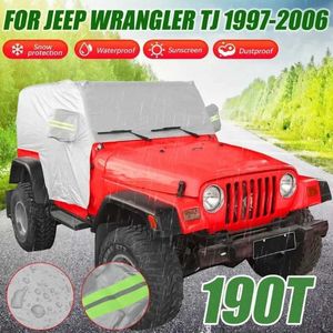 Araba Kapakları Jeep Wrangler TJ 2 Kapı/4 Kapı Su Geçirmez UV Dirençli Güneş geçirmez Toz Kapağı Harici Aksesuarlar Gümüş T240509