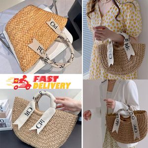 Andningsbar designer halm tote strandpåsar chloa woody korg väska lyxhandväska virkning väv butik axel hink koppling crossbody stickad bowknot modestil