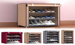 Multi Tiers Dust Proof Portable Steel Stackable Storage Nonwoven Fabric Shoe Stativs Organizer Closet Home Holder Shelf Cabinet 205451890