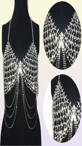 Stonefans seksowne puste rhinestone stanik taniec taneczny biżuteria dla kobiet Tassel Body łańcuch klatki piersiowej kryształ bralette Naszyjnik T20056371679