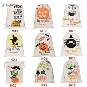 Presente ou Candy Treat Sack Hot Trick Trick Pumpkin Impresso Canvas Big Bags Halloween Festival de Festival de Festas de Natal