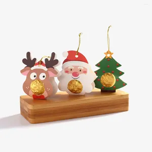 Gift Wrap 60Pcs Christmas Tree Candy Card Box Small Elevator Decoration Blessing Wish With Gold Rope