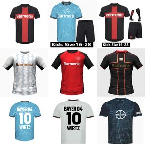 بطل باير ليفركوسن كرة القدم 23 24 25 قميص كرة قدم الرجال Kids Kit Wirtz Leverkusen Trikot Paulo Schick Scercer Jerseys Home Away Bayer