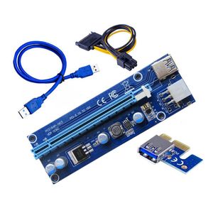 Datorgränssnittskortstyrenheter Ver 006C PCIe 1x till 16x Express Graphic PCI-E Riser Extender 60cm USB 3.0 SATA 6PIN POWER CARD FO OTO0C
