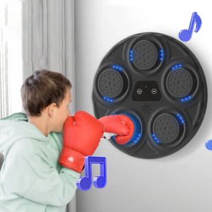Smart Music Boxing Machine med LED -lampor för barn vuxna vägg hängande sanda sandväska mål för sportutrustning 240506