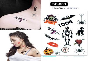 Halloween Waterproof Temporary Tattoo Sticker Cosplay Masquerade Costume Sexig fest Bodydress Decoration Halloween Makeup Dress Up6058007