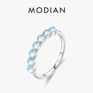 Cluster Rings MODIAN 925 Sterling Silver Charm Moonstone Female Ring Stackable Crystal Jewelry For Women Birthday Gift