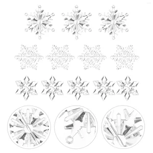 Dekorativa figurer Snöflingdekoration Tillbehör Jul Transparent prydnadsfestival Tillbehörskristaller