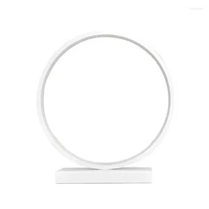 Bordslampor sovrum dekoration skrivbord lampa switch dimning läsljus led nattljus minimalistisk ring säng vit vit