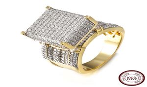 Высококачественные мужчины звонит в широкий квадратный 3D панк -циркон, кольцо, мощено CZ Crystal Shiny Gift для мужского обручального кольца Y11246429303