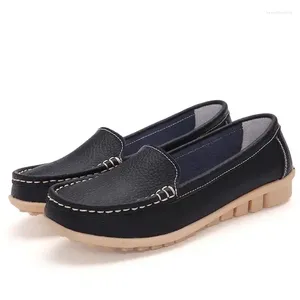 Freizeitschuhe Frühling 2024 Echtes Lederhandschuh Frauen flache Mokassins Slipper Pumps Weich