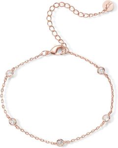 ETS Pavoi 14K Goldpläterad pärlstav kubansk kubisk zirkoniumimitation Diamond Station Infinite Chain Armband för kvinnor | justerbar kedjearmband