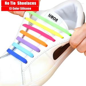 Shoe Parts 2 estilo Silicone elástico Moda Unissex Athletic sem amarração Lace All Sneakers Color para crianças e adultos