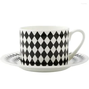 Tazze ossea di tazze da caffè in porcellana set nordico in bianco e nero geometrico tazza in ceramica tazze originali per la colazione