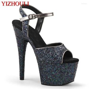 Dance Shoes 15 Cm Roman Sandals 6 Inch Sequined Bag Heel Model Pole Dancing Performance