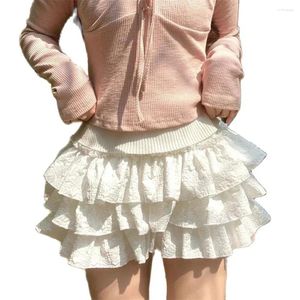 Saias mulheres moda moda de várias camadas bonitas garotas de retalhos doces casuais estilo japonês mini-saia branca preto blegô shorts