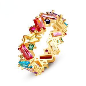 Designer Diamond Geometry AAA Colored Zircon Ring for Women's Trendy Fashion Wedding Party Daily Jewelry Gratis frakt