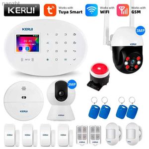 Alarm systems KERUI TUYA WIFI GSM Alarm System Smart Home Security Buglar RFID Application Wireless Sports Door Sensor IP Camera Alarm Alexa WX