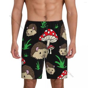 Abbigliamento da uomo Sleep Sleep Sleep Bottoms Hedgehogs and Mushrooms Men Shorts Pignaio maschi