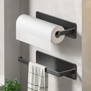 Kitchen Storage Towel Holder Wall Mount Nail-free Bathroom Toilet Lengthen Rack Self-adhesive Roll Paper