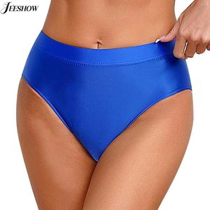 Frauenhöfen glänzende Nylon -Briefs Unterwäsche Unterwäsche Feste Farben Hochtütiger Bikini -Badebekleidung