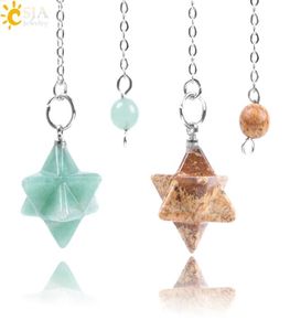 CSJA Natural Gemstone Merkabah MANULUM для опадения гадания Wicca Chakra Reiki Rose Quartz Amethyst Lapis Lazuli Agate Chain PE4590765