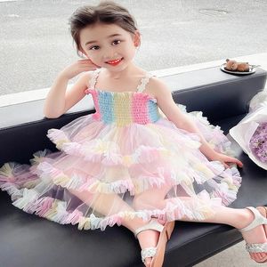 Girl Dresses Girls Casual Summer Cute Coloinful Bows Dress Dress Kids Kids Sleeveless Tulle Tutu Skirts Children Birthday Feste