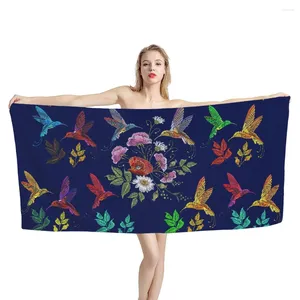 Towel Beach For Women Classic Style Flowers And Hummingbird Terry Bath Sauna Cotton Custom Towels