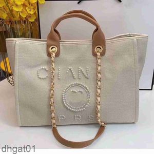 Top designer Beach Bags chain Womens Handbag Fashion new canvas pearl tote bag Classic hand-held large capacity single shoulder bag outdoor leisure shopping bag