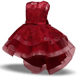 Vestido de meninas de flores para crianças para casamentos, menina, vestido formal de concurso formal vestidos de comunhão Big Bow Lace Birthday GOWNS HIGH LO 243A