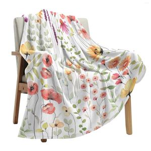 Blankets Watercolor Floral Rustic Vintage Throws For Sofa Bed Winter Soft Plush Warm Throw Blanket Holiday Gifts