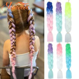 Försträckt flätande hår för afrikanska flätor Färgglada syntetiska buntar Yaki Straight Jumbo Braid Hair Wholesale 240506