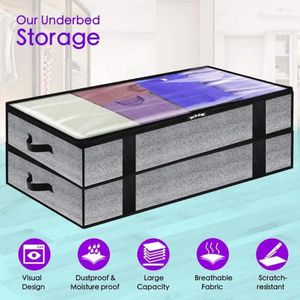 Storage Bags Blanket Pillow With Clear Window Sundries Boxe Underbed Clothes Zipped Organizer Bag