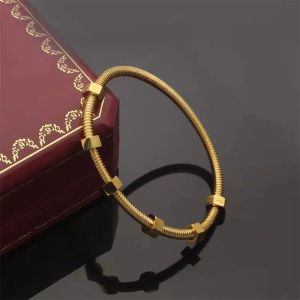 Bulbocas de pulseira de parafuso de aço de titânio Mulheres Mulher com rosca de 6 parafusos Bracelets de charme de luxo de ouro rosa para jóias do casal