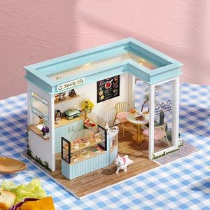 Architecture/DIY House Wooden Miniature Doll House Handmade 3D Puzzle Assembly Building Dollhouse Kits Small House With Furniture Toys For Kids Gifts