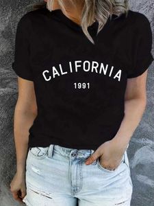 Koszulka damska Y2K Short Slves Sunmmer T Shirt California T-shirt Krótki blaty Women Harajuku Graphic Odzież żeńska swobodna t y240509
