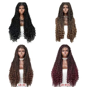 360 graus de renda frontal peruca africana peruca feminina de cabelo comprido e trançado a fibra química de fibra química peruca